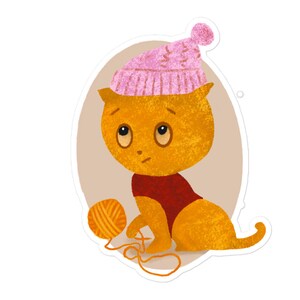 Chaton s’est amusé Autocollants sans bulles
