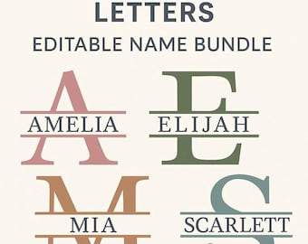 Split Monogram Alphabet SVG Bundle – Custom Name Cut Files (Commercial Use)