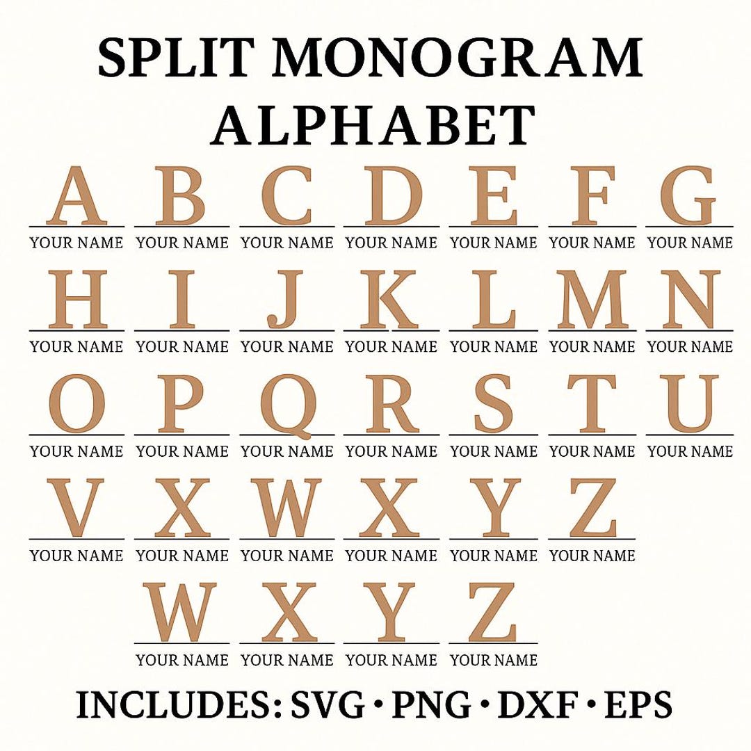 Split Monogram Alphabet SVG Bundle – Elegant Script Name Frame (A-Z) - Etsy