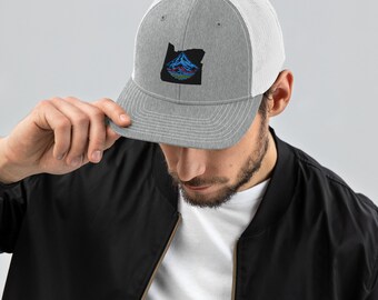 Mt Hood Oregon Snap Back Embroidered Trucker Cap