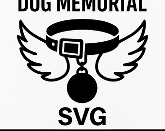 Collier de chien ailes SVG | Fichier de coupe ange commémoratif pour animaux de compagnie | PNG DXF EPs Cricut Silhouette