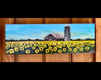 Original Acrylic Painting Sunflower Field