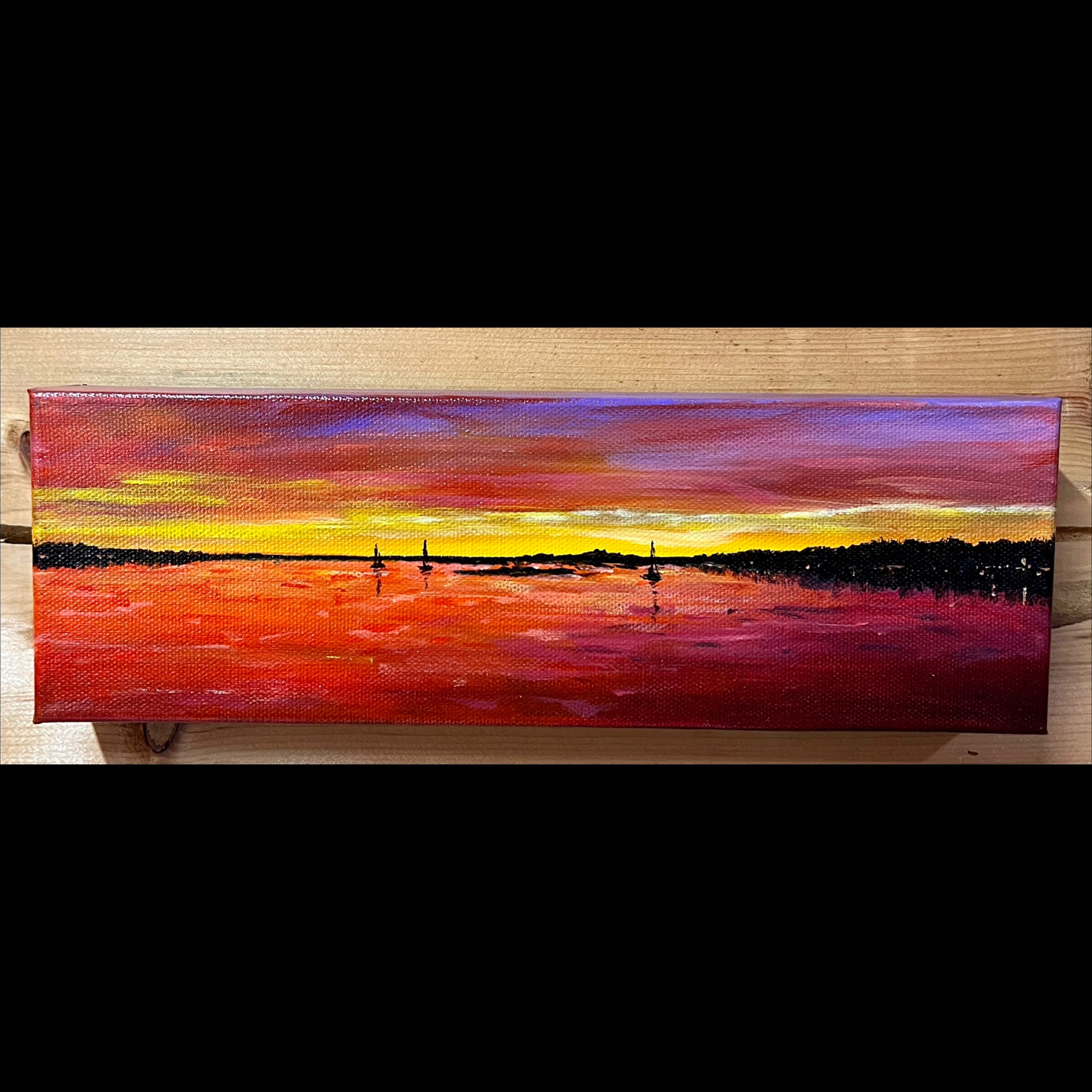 Original Acrylic Painting Sunset on the Lake