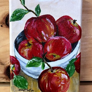 Acrylic Painting Bowl of Red Apples