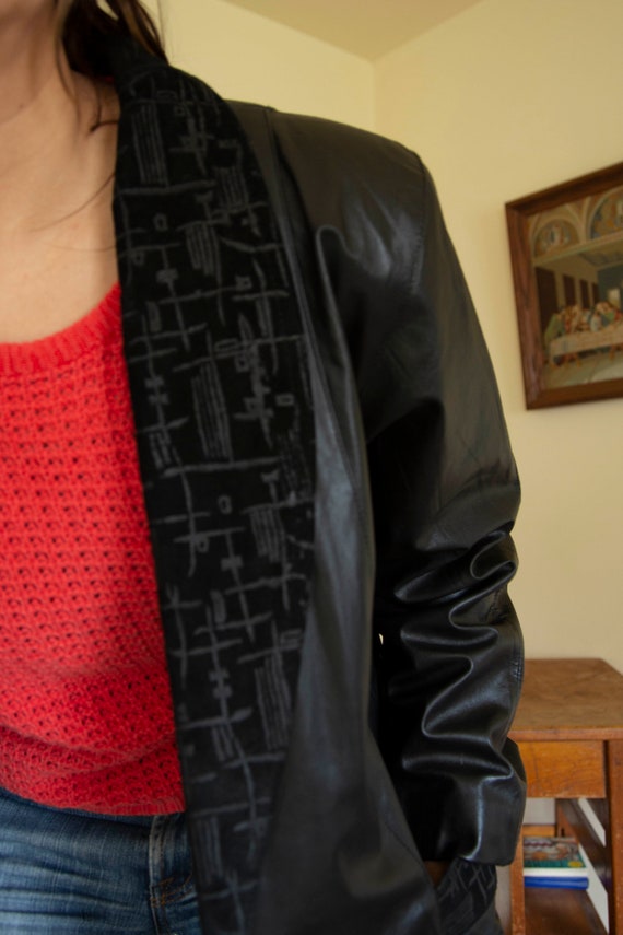 Black Leather 80's Jacket - image 2