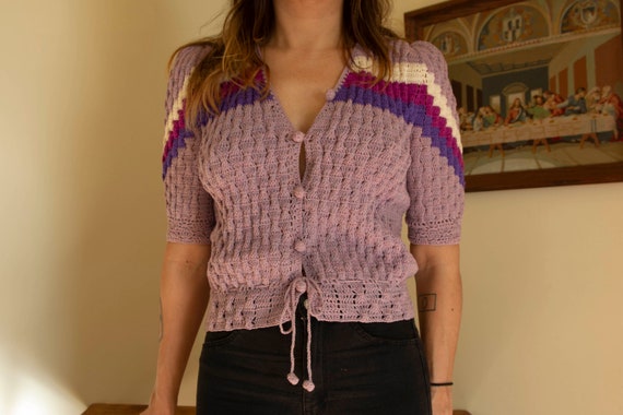 Vintage Knit Short Sleeve Sweater