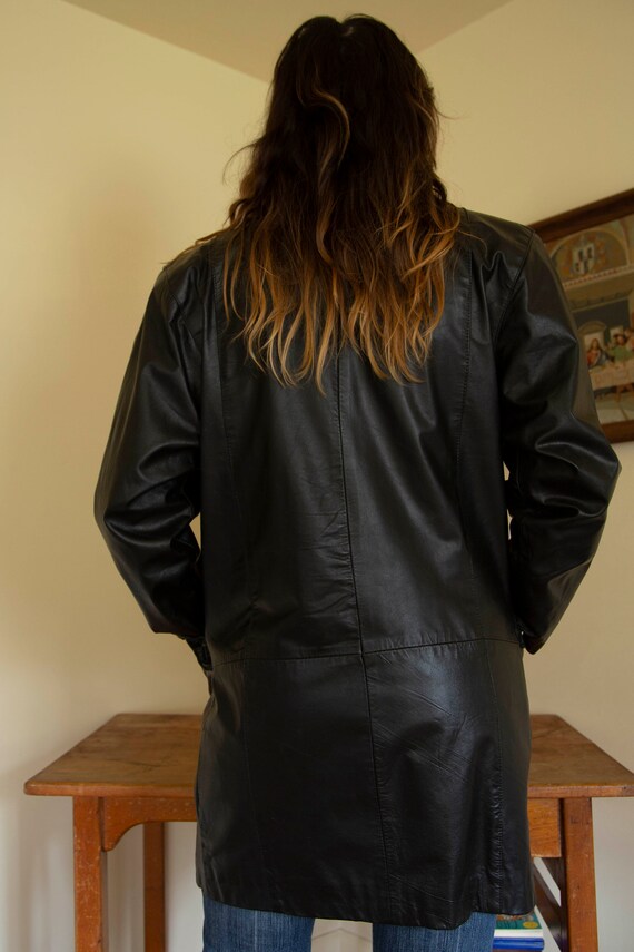 Black Leather 80's Jacket - image 3