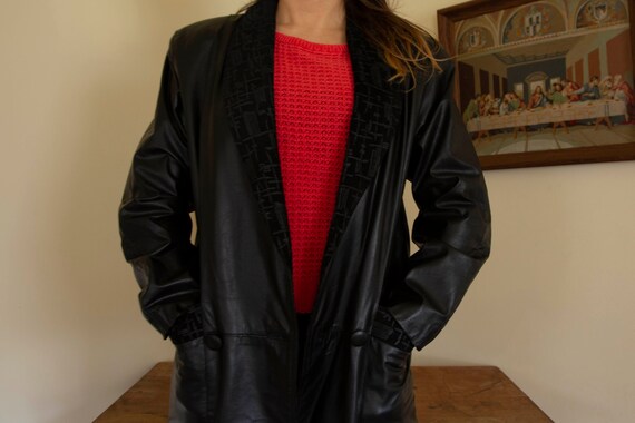 Black Leather 80's Jacket