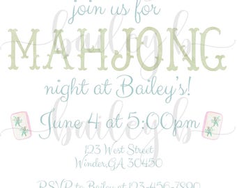 Mahjong Invitation | Girls Night Invitation | Custom Mahjong Invitation | Watercolor Mahjong Invitation | Mahj Invite