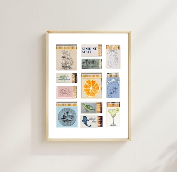 Vintage Florida Matchbook Poster | Florida Poster | Vintage Poster | Matchbook Art | 18x24in Poster