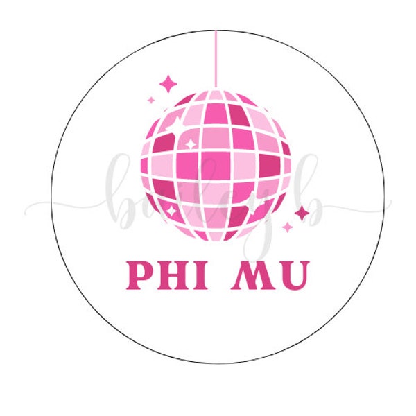 Phi Mu Disco Ball Button | Phi Mu Button | Big Little Button