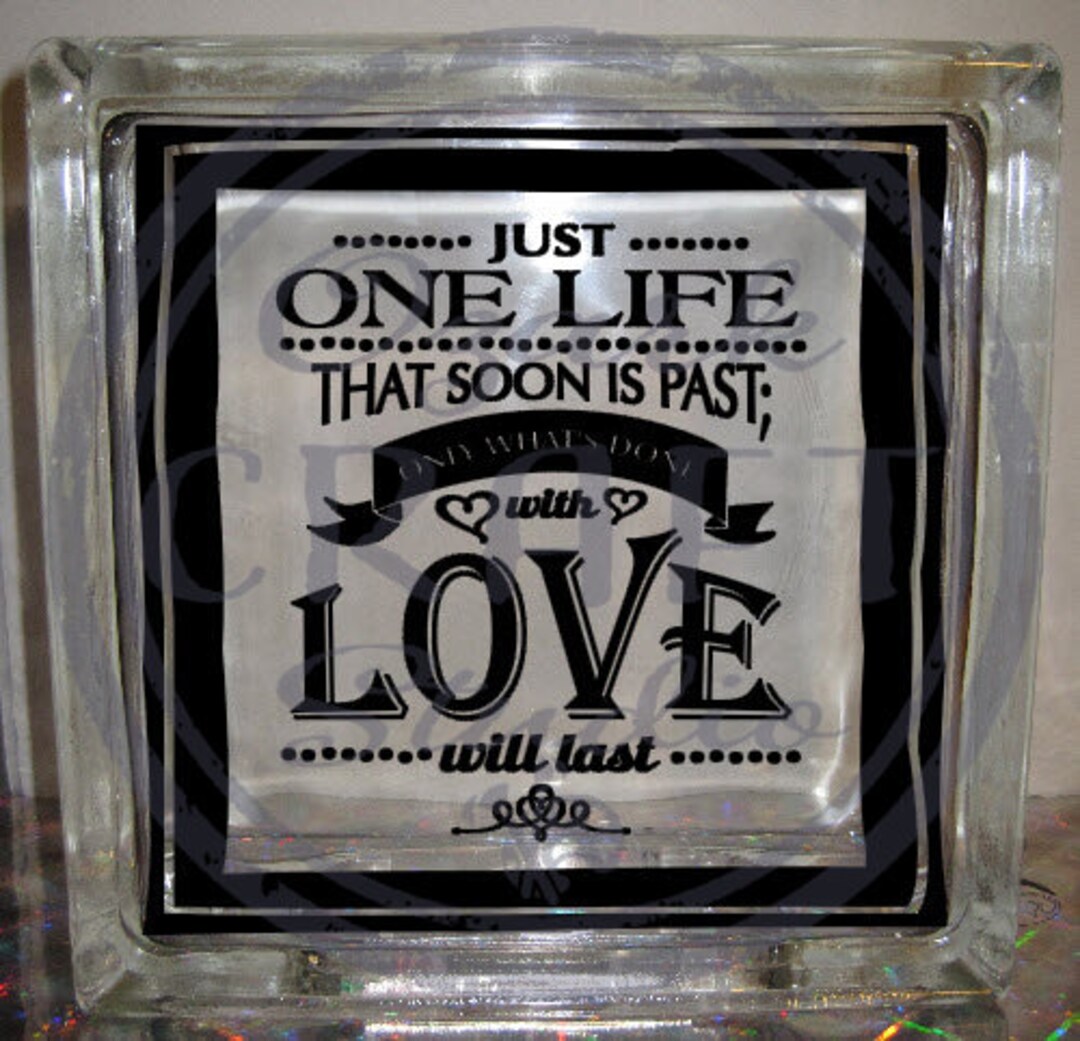 DIY Decal for Glass Block Vinyl Decal Just One Life That Etsy
