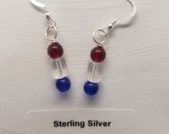 Red,White and Blue Earrings,Flag Day Jewelry,4th of July Jewelry,Memorial Day Jewelry,Labor Day Jewelry,Handcrafted Gift,One of a Kind Gift