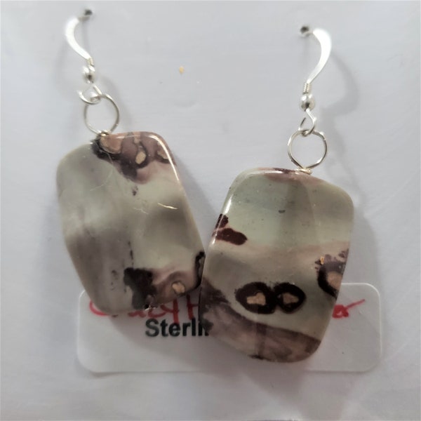 Sterling Silver Crazy Horse Jasper Earrings,Sterling Silver Earrings,Sterling Silver Jewelry,Silver Jewelry,Earrings,One of a kind,Handmade