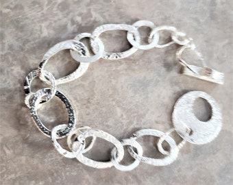 Fine Silver Bracelet, Bracelet,Silver Bracelet,Fine Silver Jewelry,One of a Kind Jewelry,Handmade Jewelry,Silver Link Bracelet,Chain Link