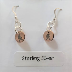 Bigfoot Earrings,Sasquatch Earrings,Yeti Earrings,Sasquatch Jewelry,Yeti Jewelry,Bigfoot Jewelry,Sterling Silver Earrings,Silver Earrings