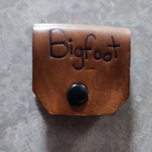 Bigfoot Earbud Case,Big Foot Earbud Holder,Leather Earbud Case,Leather Earbud Holder,Big Foot,Earbud Case,Cord Organizer,Leather Case