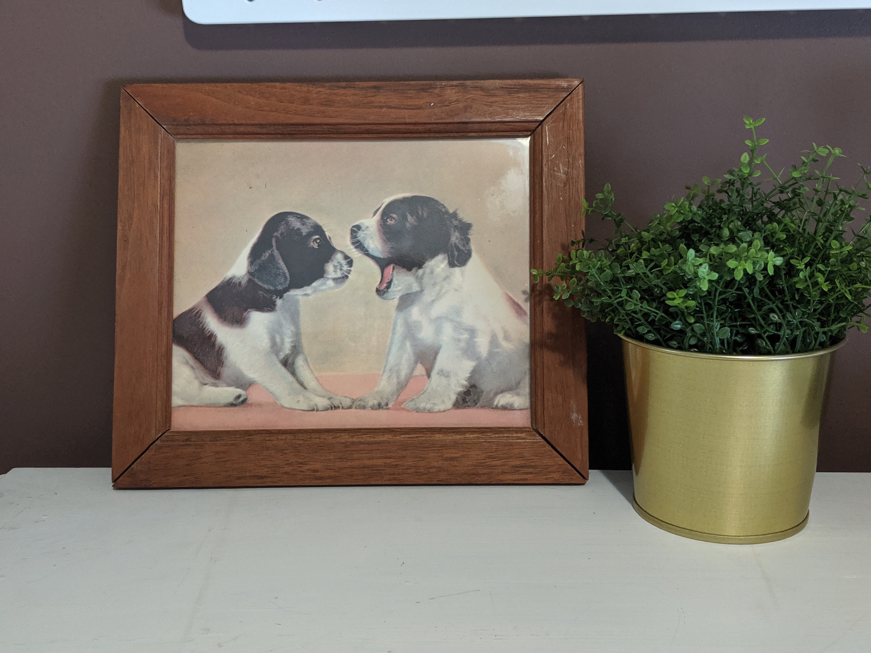 Vintage Puppy Framed Wall Art | Etsy