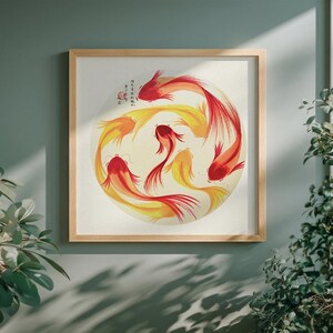 手描きの鯉のアート、オリジナルの中国の水彩画の鯉の絵、フリーハンド