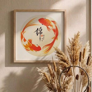 手描きの鯉のアート、オリジナルの中国の水彩画の鯉の絵、フリーハンド