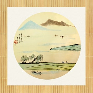 RAN ART - The river bank - Original Chinese Landscape Painting