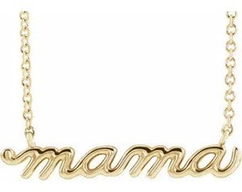 14k Gold Mama Necklace / Solid Gold Mama Necklace / Handmade Mother Necklace / Best Mother's Day Gift
