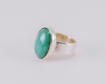 Aventurine Cigar Band Ring, 925 Sterling Silver, Gold Vermeil, 14K Yellow Gold, 18K Yellow Gold