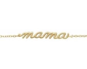 14K Gold Mama Bracelet, Solid Gold Mama Script Bracelet, Mother's Day Gift, Mama Bracelet, New Mom Gift, Minimal Mama Bracelet, Gift For Mom
