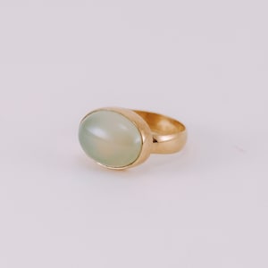 Grüner Achat Ring, 925 Sterling Silber, Gold Vermeil, 14K Gelbgold, 18K Gelbgold