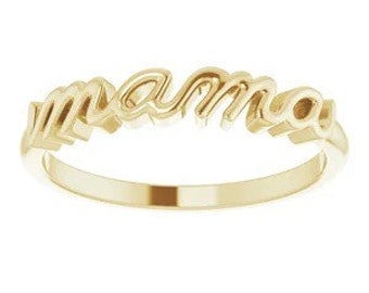 14k Gold Mama Ring / Solid Gold Mama Ring / Handmade Mother Ring / Best Mother's Day Gift