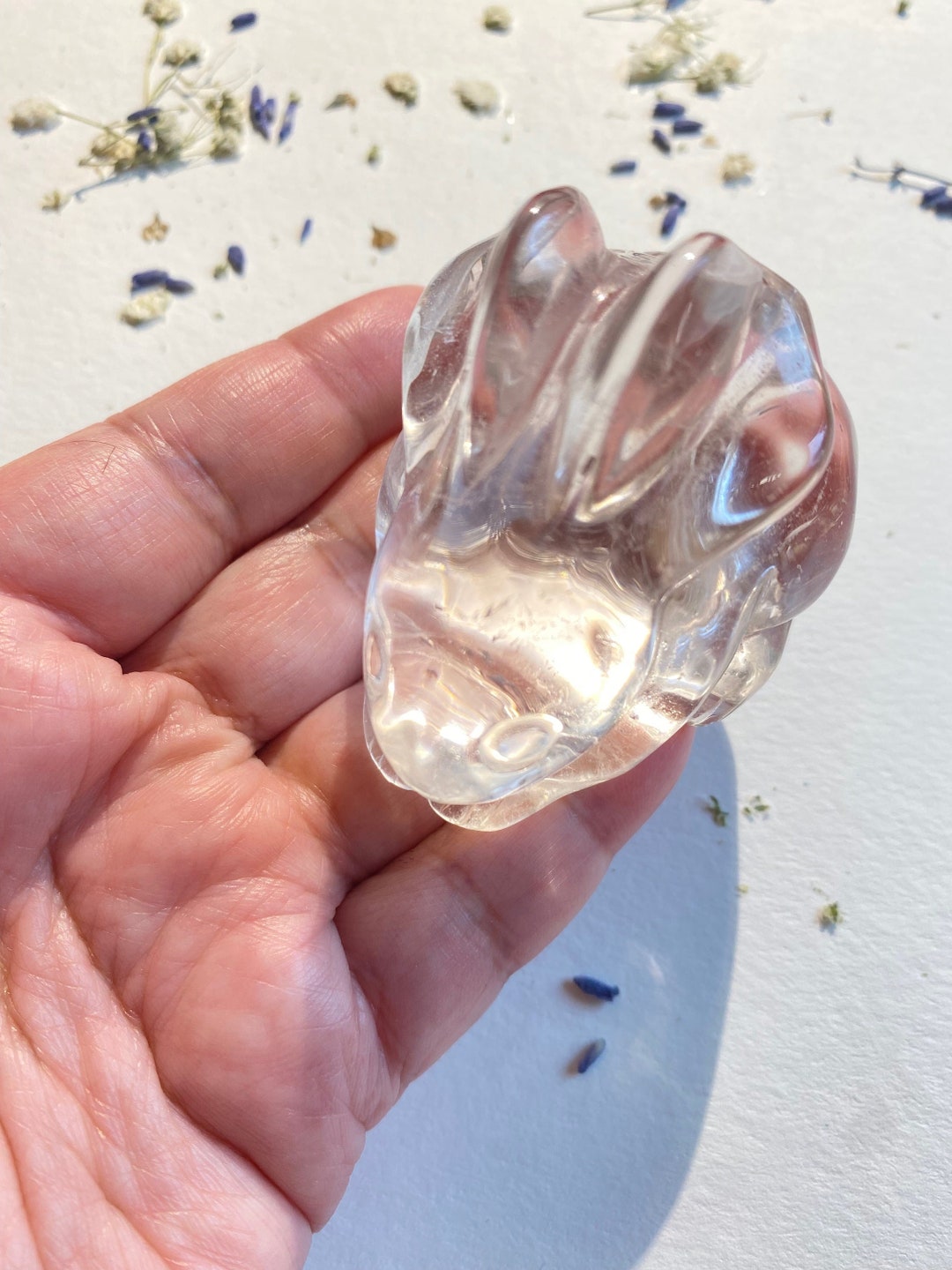 HAND CARVED Clear Quartz Rabbit Carving Quartz Bunny Hand Etsy