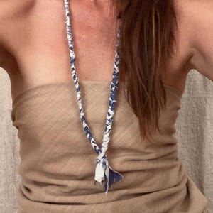 Braided Long-Rope Necklace Blue Combo
