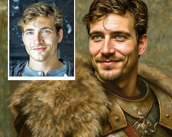 Custom Gladiator Portrait, AI Roman Warrior Art (Digital Download, Poster, Canvas)