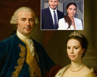 Custom Royal Couple Portrait, Renaissance Style, Personalized Gift (Digital Download)