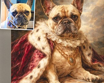 Retrato canino real personalizado, retrato de mascota personalizado, pintura de perro majestuosa, arte canino aristocrático, retrato de perro renacentista, regalo