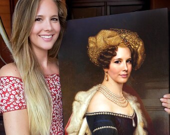 Custom Aristocrat Queen Portrait | Baroque Royal Wall Art (Digital, Canvas, Poster)