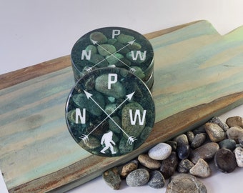 Handcrafted Stone Coasters, Resin Beach Coasters, Cottage Decor (Set of 2)