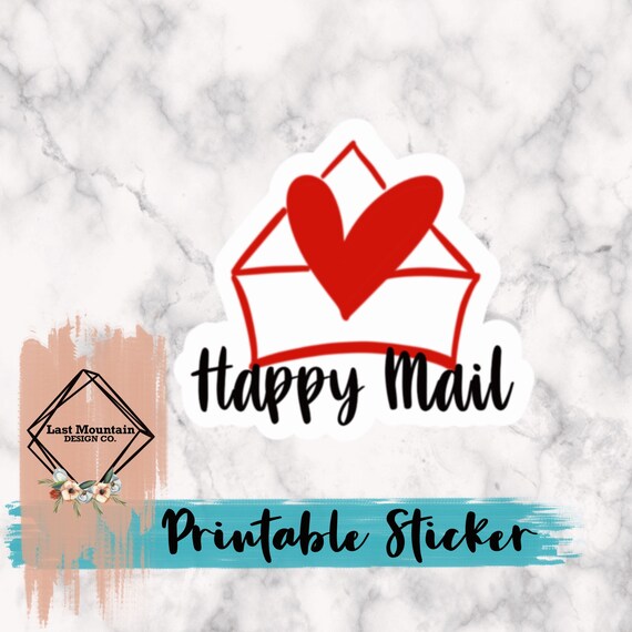 PRINTABLE STICKER Happy Mail PNG FIle | Etsy
