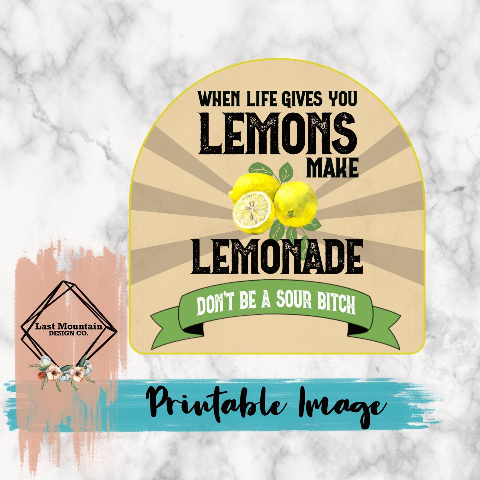 printable lemonade label tumbler image png file etsy