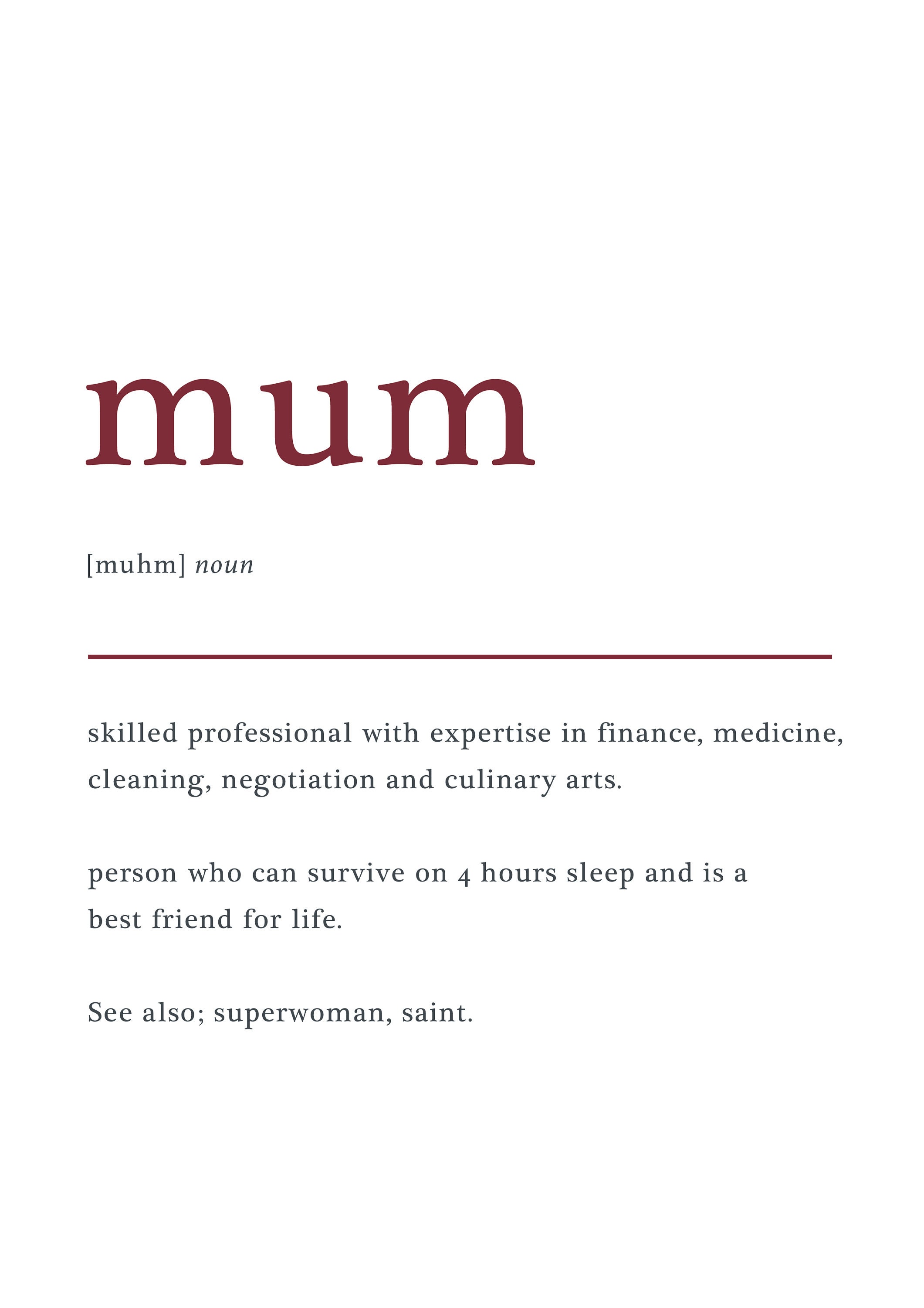 Mum Print Wall Art Noun print Home Prints House Warming | Etsy