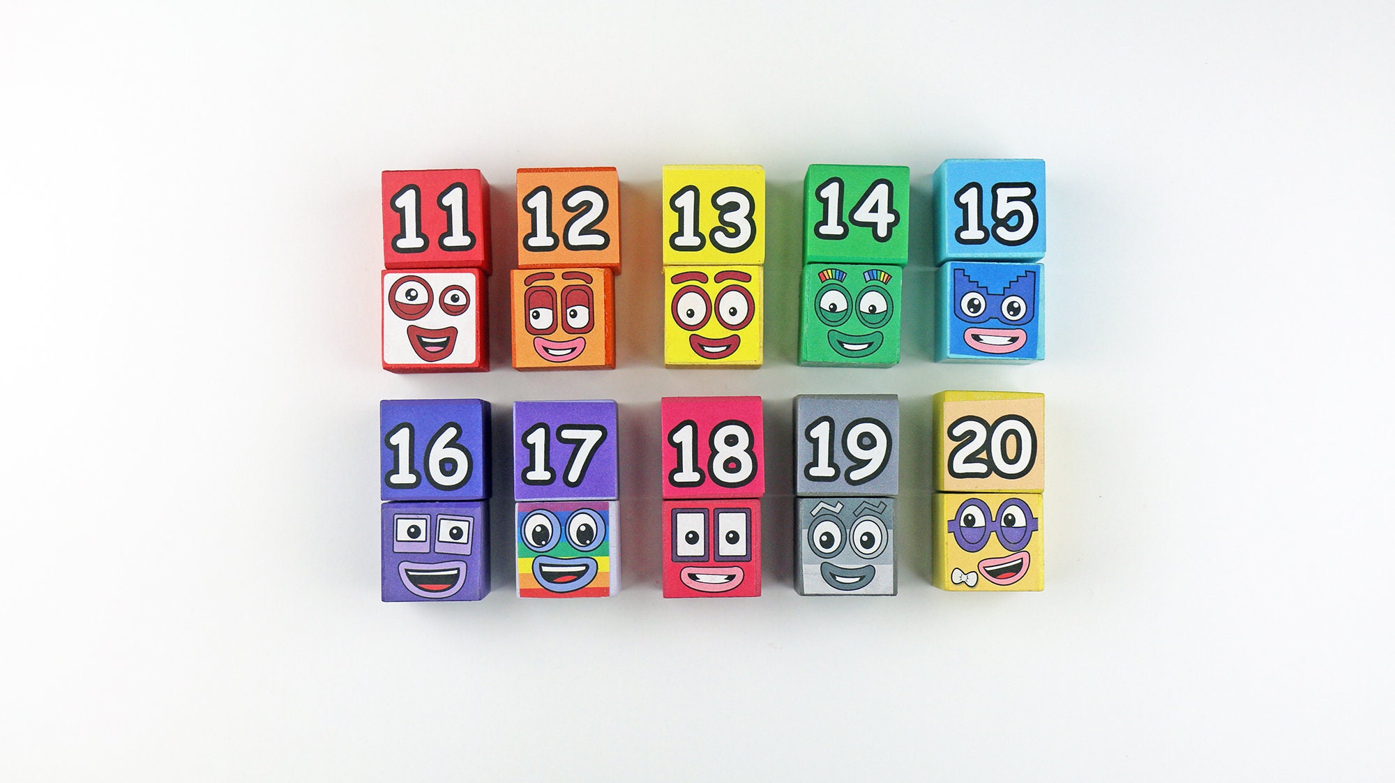 Numberblocks 11 20 Face Blocks Number Blocks Stackable Etsy