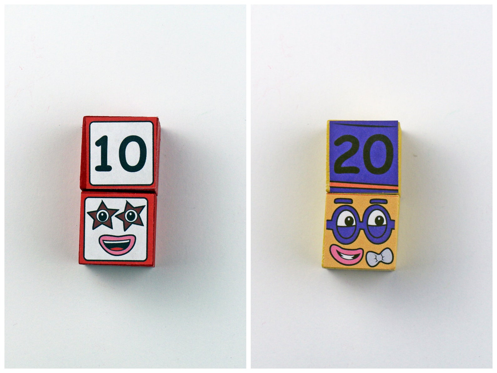 Numberblocks 10 100 Face Blocks Number Blocks Stackable Etsy