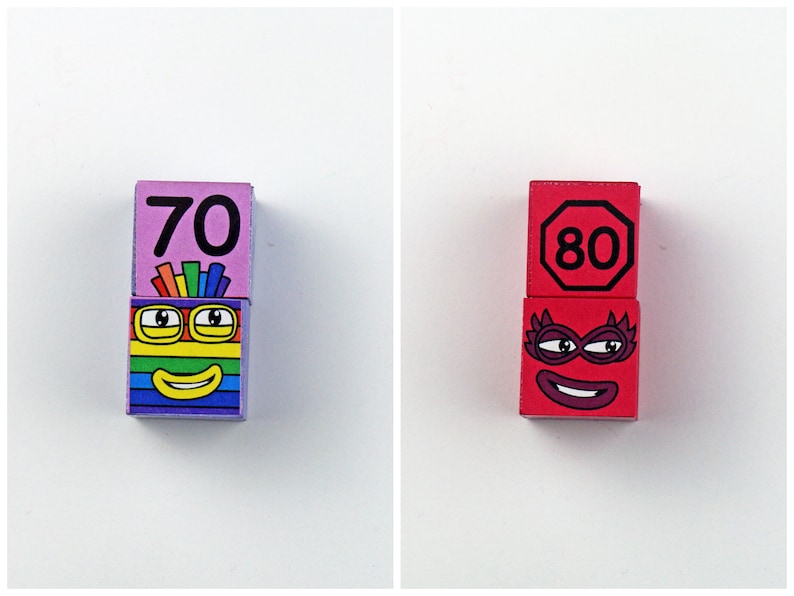 Numberblocks 10 100 Face Blocks Number Blocks Stackable Etsy