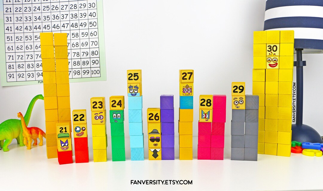 Numberblocks 21 30 Blocks Stackable Wooden Blocks Spillproof Etsy 