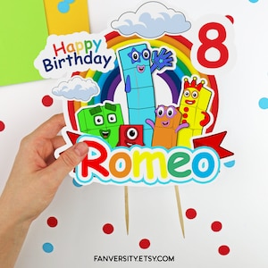 Number Cake Topper and Cupcake Topper - Number Blocks Birthday Party, Party Supply, Numberland Birthday