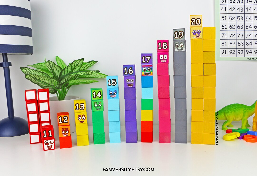 Numberblocks 11 20 Blocks With Numbers Stackable Wooden Block Numberblocks 11 20 Blocks With Numbers Stackable Wooden Block