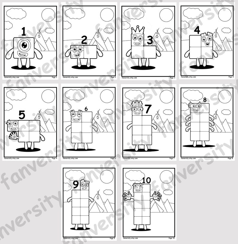 Numberblocks Coloring Book 1 to 10 Coloring Pages as Instant | Etsy