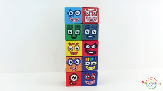 Numberblocks 1 10 Face Blocks Stackable Wooden Blocks Etsy
