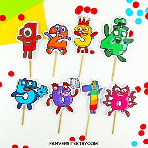 Number Cupcake Toppers: Numberland Birthday Party Decorations (Set of 12)