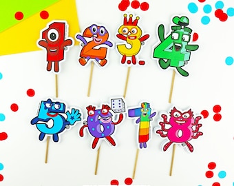 Number Cupcake Toppers: Numberland Birthday Party Decorations (Set of 12)